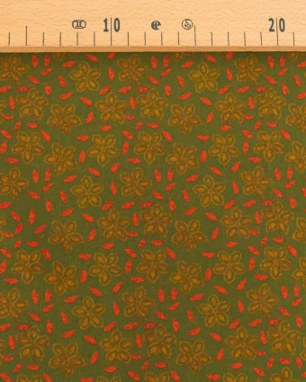 Voile de Coton Imprimé Indian Vibes Vert Orange