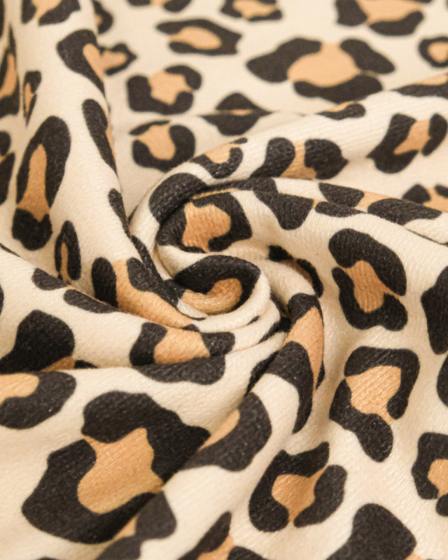 Eponge Microfibre Imprimé Léopard Naturel Envers Bouclette - Mercerine