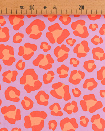 Eponge Microfibre Imprimé Léopard Orange Mauve Envers Bouclette - Mercerine