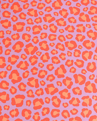 Eponge Microfibre Imprimé Léopard Orange Mauve Envers Bouclette - Mercerine
