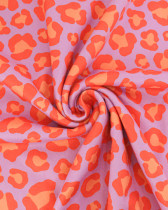 Eponge Microfibre Imprimé Léopard Orange Mauve Envers Bouclette