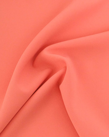 Tissu Crêpe Léger Uni Rose Corail - Mercerine