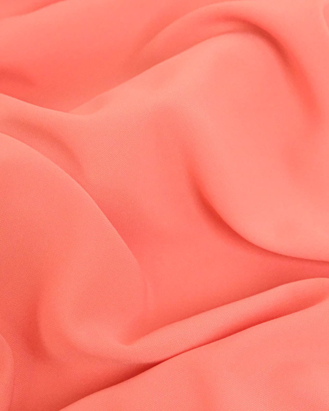 Tissu Crêpe Léger Uni Rose Corail - Mercerine