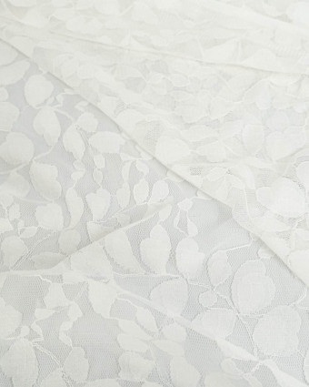 Tissu Dentelle Blanc Feuillage - Mercerine