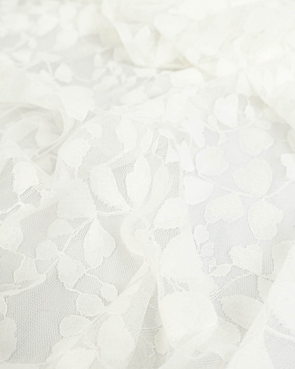 Tissu Dentelle Blanc Feuillage - Mercerine
