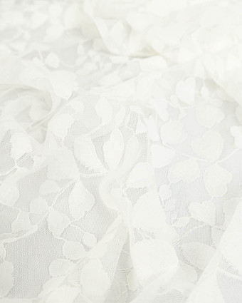 Tissu Dentelle Blanc Feuillage - Mercerine