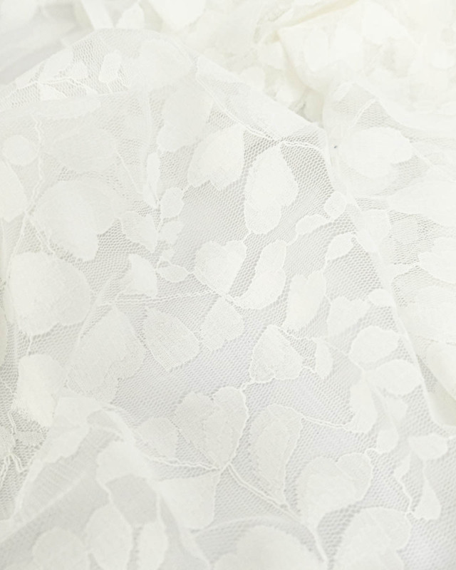 Tissu Dentelle Blanc Feuillage - Mercerine