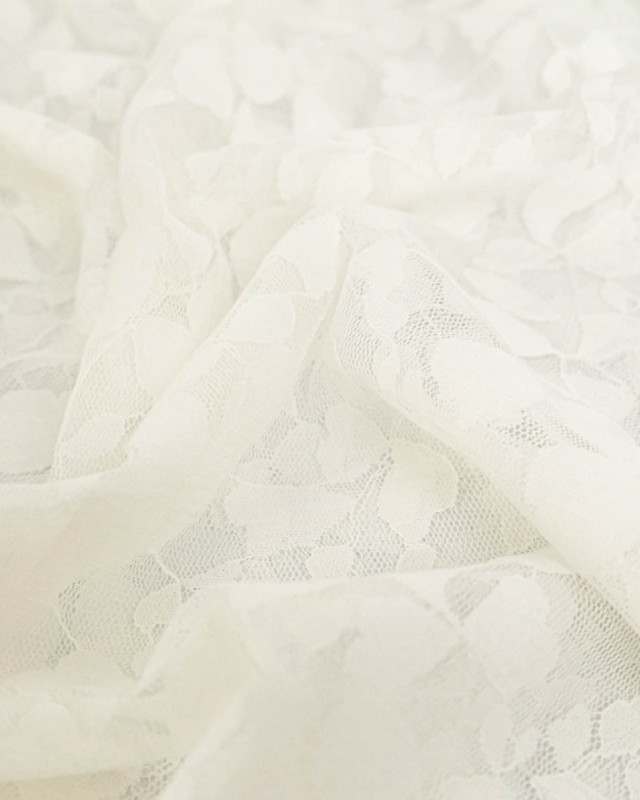 Tissu Dentelle Blanc Feuillage - Mercerine
