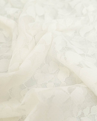 Tissu Dentelle Blanc Feuillage - Mercerine