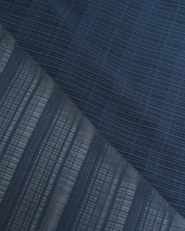 Tissu Mousseline Imprimé Quadrillage Bleu - Mercerine