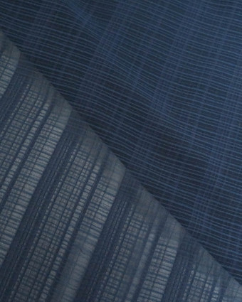 Tissu Mousseline Imprimé Quadrillage Bleu - Mercerine