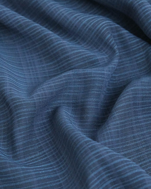 Tissu Mousseline Imprimé Quadrillage Bleu - Mercerine