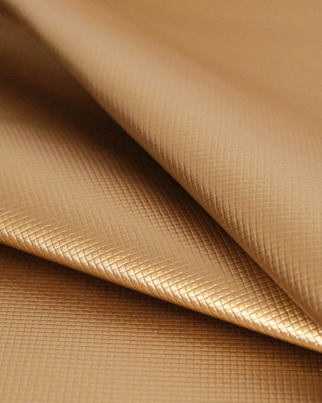 Tissu Simili Cuir Lido Quadrillé Doré - Mercerine