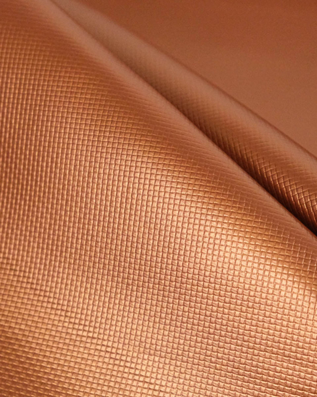 Tissu Simili Cuir Lido Quadrillé Cuivre - Mercerine