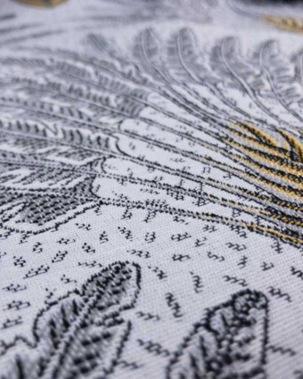 Coupon - Jacquard Atoll noir et blanc - par 10cm