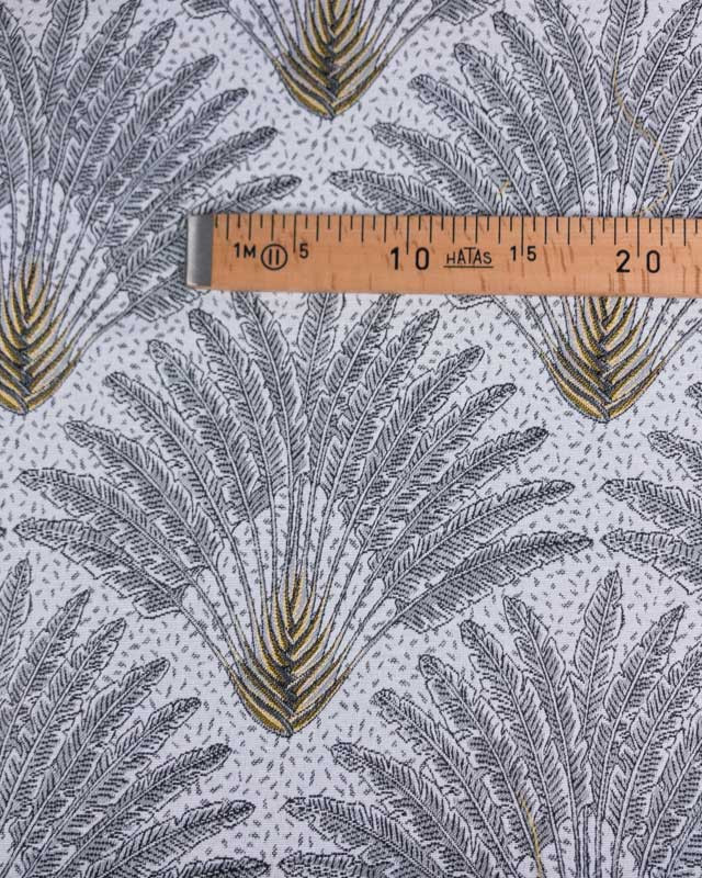 Coupon - Jacquard Atoll noir et blanc - par 10cm