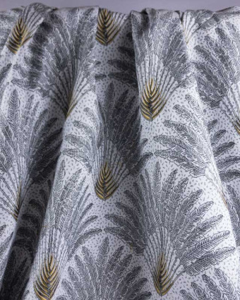Coupon - Jacquard Atoll noir et blanc - par 10cm
