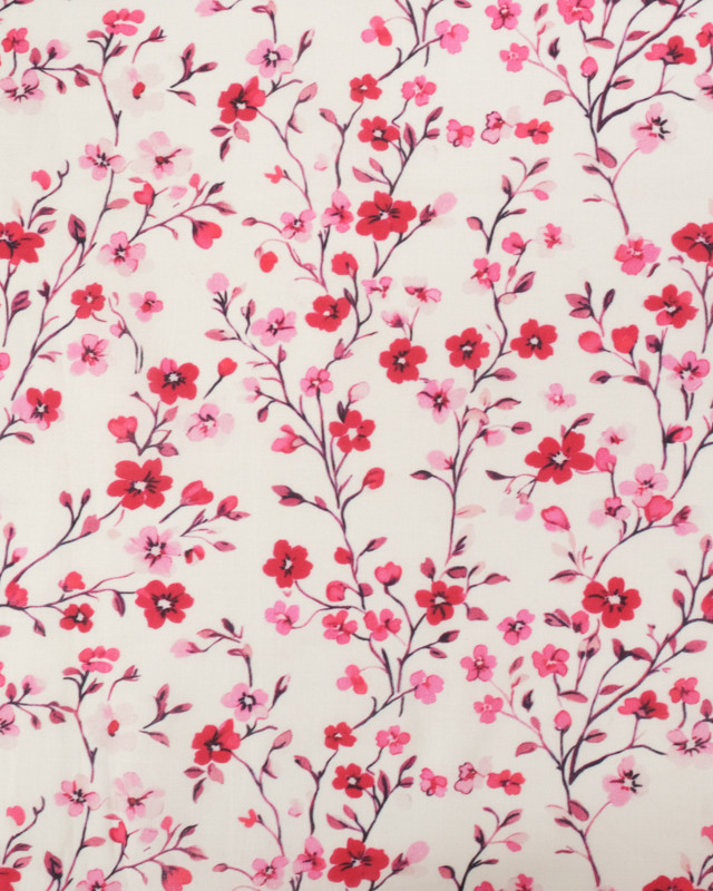 Coupon - Voile de Coton Mila Pink Collection Cerisier Rose