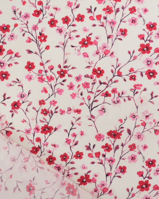 Coupon - Voile de Coton Mila Pink Collection Cerisier Rose
