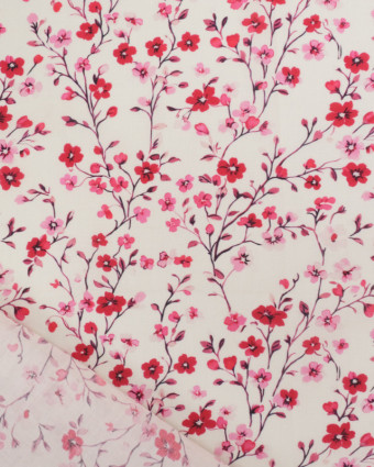 Coupon - Voile de Coton Mila Pink Collection Cerisier Rose