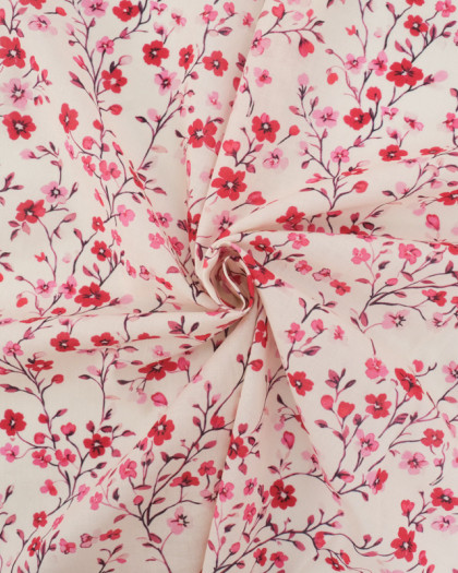 Popeline de Coton Mila Pink Collection Cerisier Rose - Mercerine