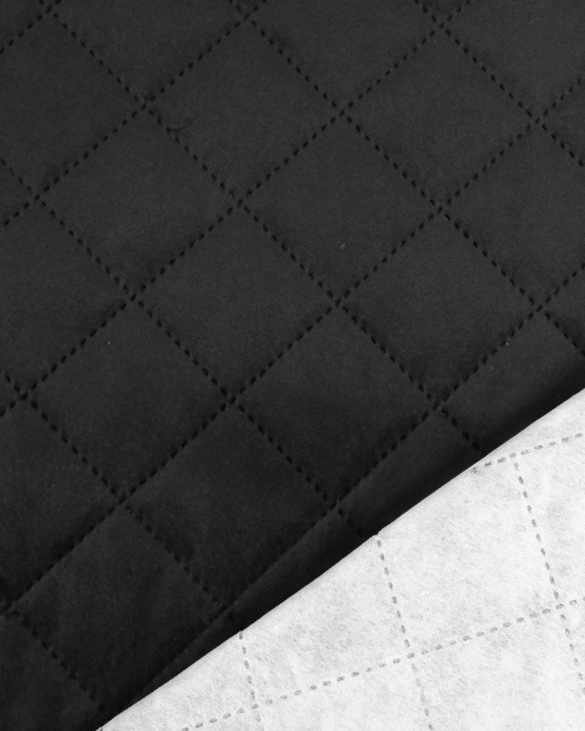 Velours Matelassé Ameublement Noir Vanya - Mercerine