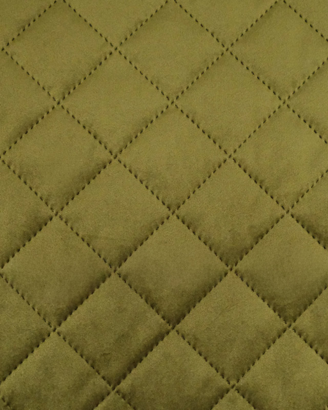 Velours Matelassé Ameublement Kaki Vanya - Mercerine