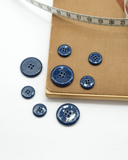 Bouton Rond Brillant Bleu - Mercerine