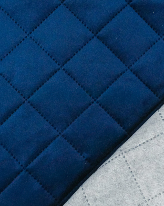 Velours Matelassé Ameublement Navy Vanya - Mercerine