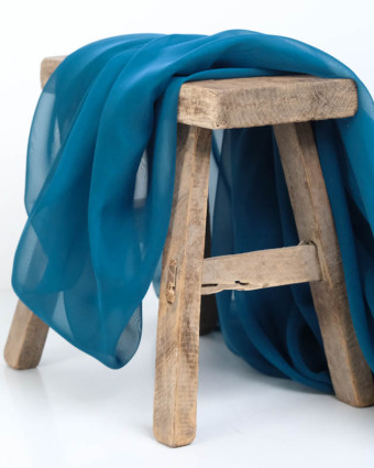 Mousseline Unie Bleu Paon Maria - Mercerine