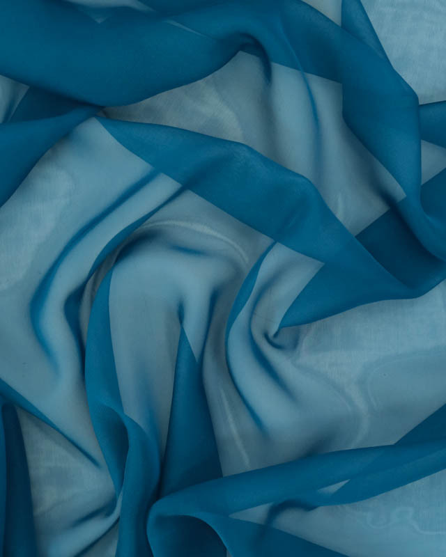 Mousseline Unie Bleu Paon Maria - Mercerine