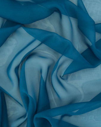 Mousseline Unie Bleu Paon Maria - Mercerine