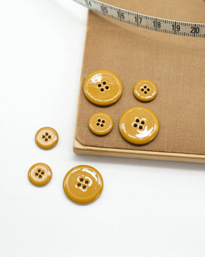 Bouton Rond Brillant Moutarde - Mercerine