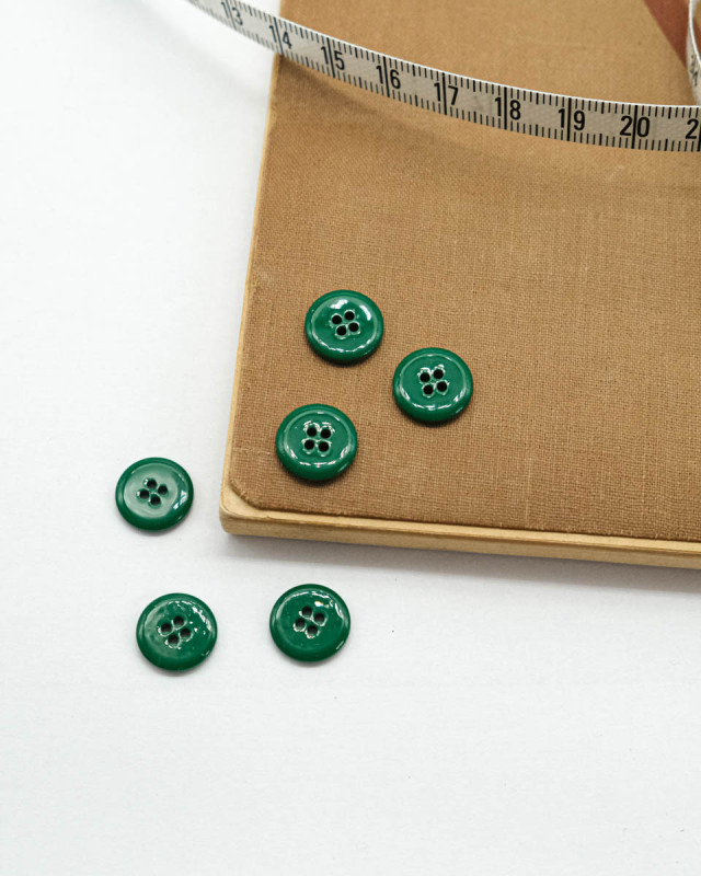 Bouton à coudre : vert brillant 4 trous - Mercerine