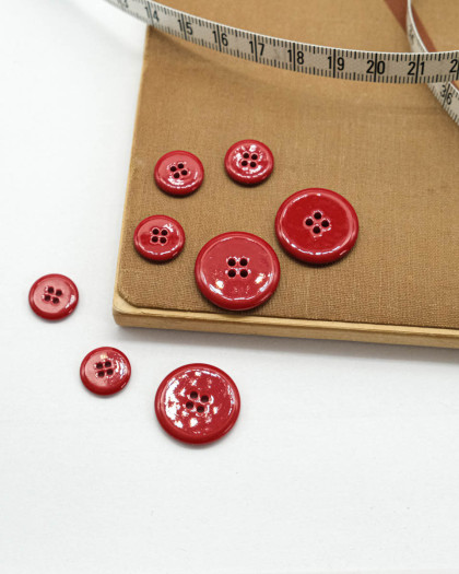 Bouton Rond Brillant Rouge - Mercerine
