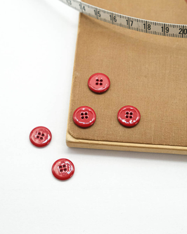 Bouton à coudre : rouge brillant 4 trous - Mercerine