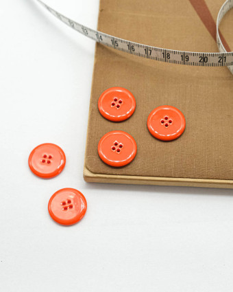 Bouton à coudre : orange brillant 4 trous - Mercerine