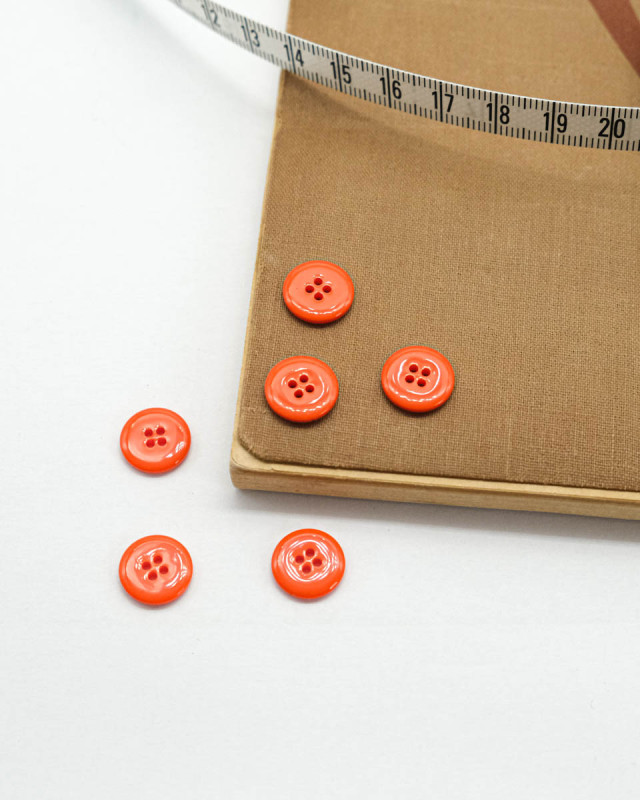 Bouton à coudre : orange brillant 4 trous - Mercerine