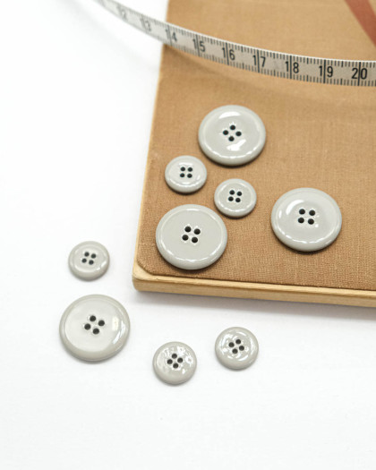 Bouton Rond Brillant Gris - Mercerine