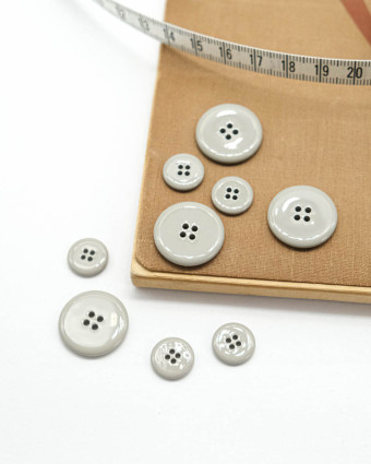 Bouton Rond Brillant Gris - Mercerine