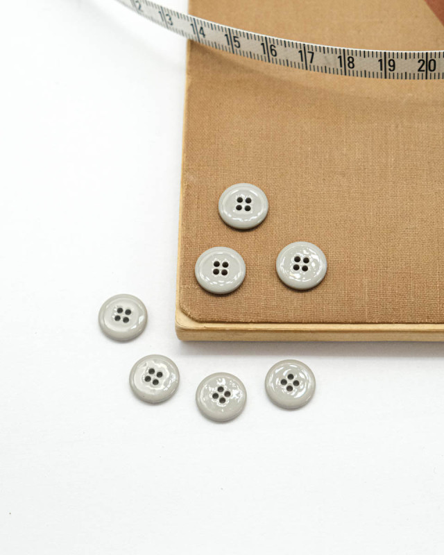 Bouton à coudre : gris brillant 4 trous - Mercerine