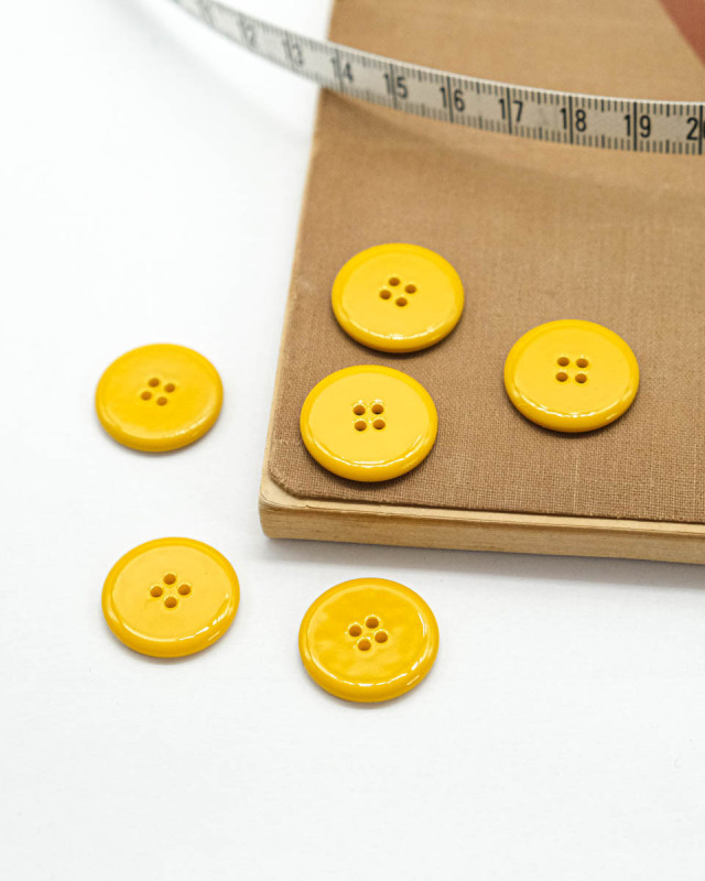 Bouton à coudre : jaune brillant 4 trous - Mercerine