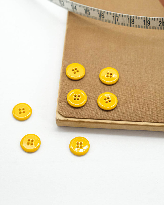 Bouton à coudre : jaune brillant 4 trous - Mercerine