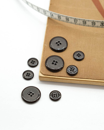 Bouton Rond Brillant Marron - Mercerine
