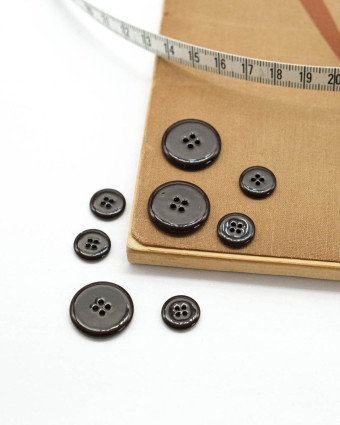Bouton Rond Brillant Marron - Mercerine
