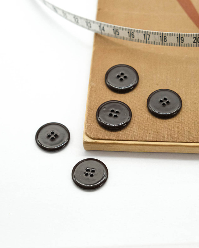 Bouton à coudre : marron brillant 4 trous - Mercerine