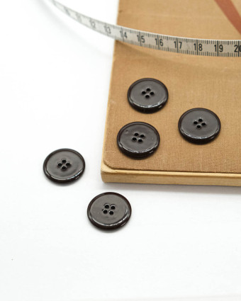 Bouton à coudre : marron brillant 4 trous - Mercerine
