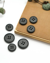 Bouton Imitation Cuir Piqure - Noir