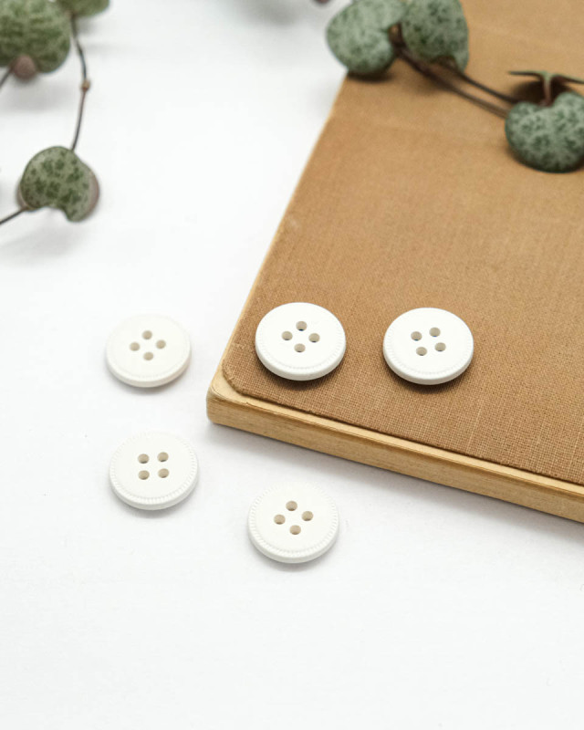 Bouton Imitation Cuir Piqure - Blanc - Mercerine