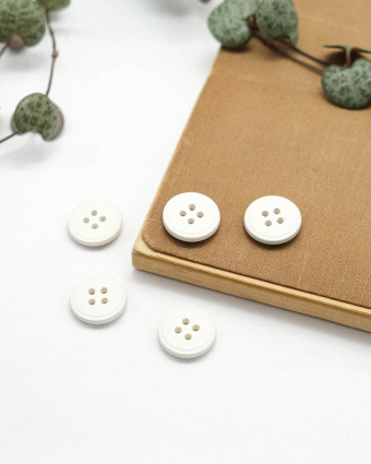 Bouton Imitation Cuir Piqure - Blanc - Mercerine